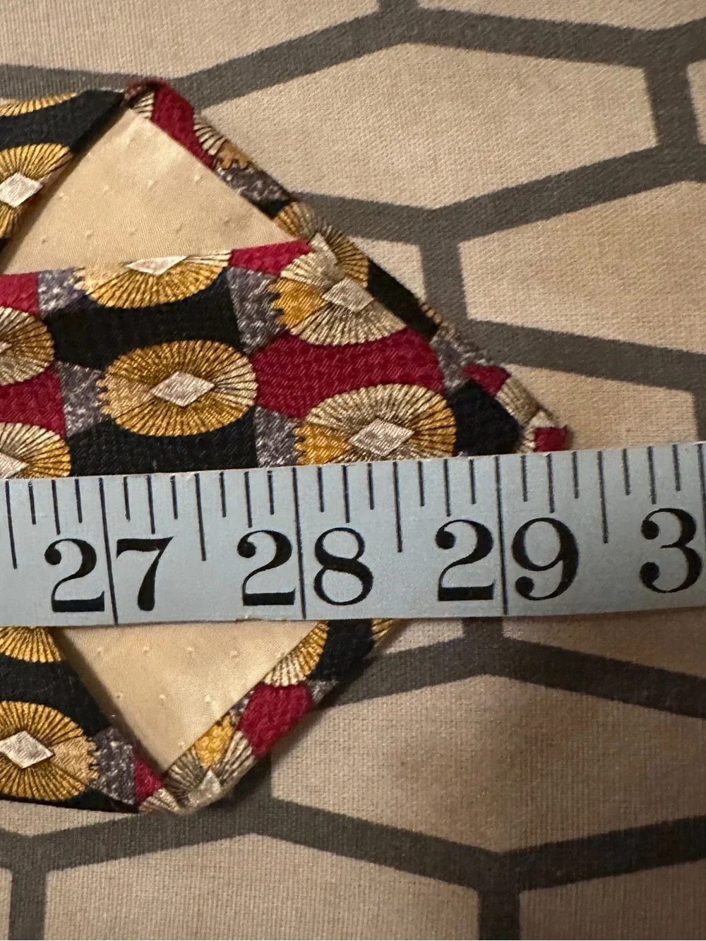 Red black and gold art deco style silk tie